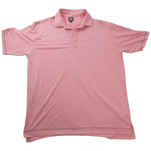 FootJoy Polo Shirt‎ Men's 2XL Pink Polyester Short Sleeve Collared High Low Slit - Picture 1 of 10